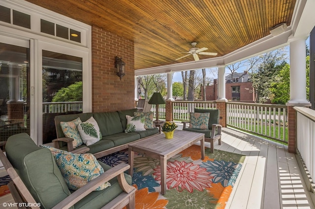 548 Cherry St, Winnetka, IL 60093 - deck with a ceiling fan and an outdoor hangout area