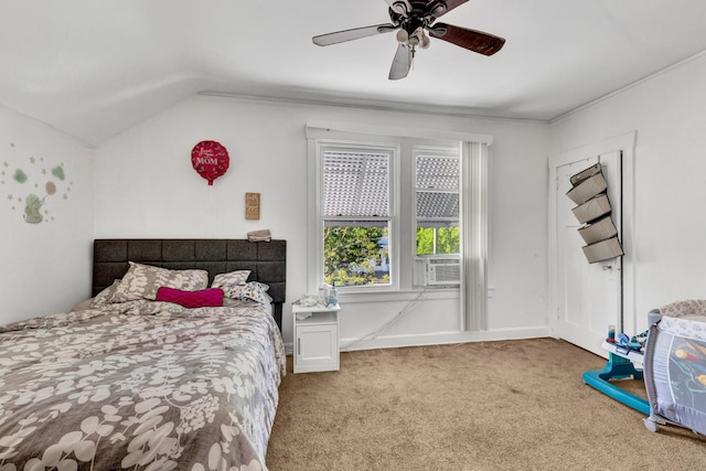 1917 Emerson St, Evanston, IL 60201 - bedroom with carpet, vaulted ceiling, ceiling fan, and cooling unit