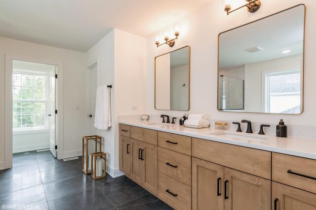 6030 Fairview Ave, Downers Grove, IL 60516 - full bathroom featuring double vanity and a shower