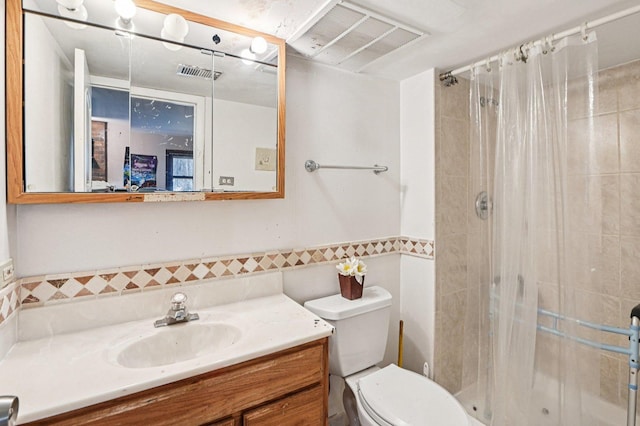 71 Ruggles Ct, Orland Park, IL 60467 - full bathroom featuring vanity, a stall shower, and tile walls