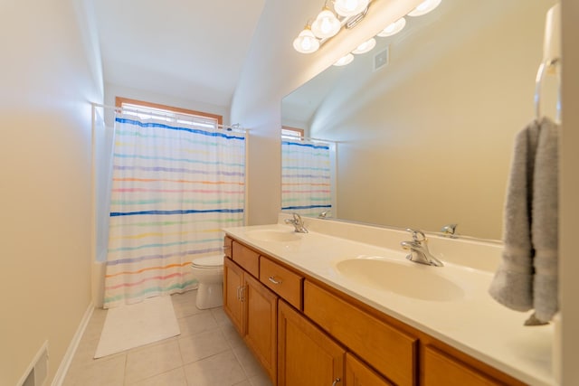 13119 Millbank Dr, Plainfield, IL 60585 - bathroom featuring toilet, tile patterned flooring, and double vanity
