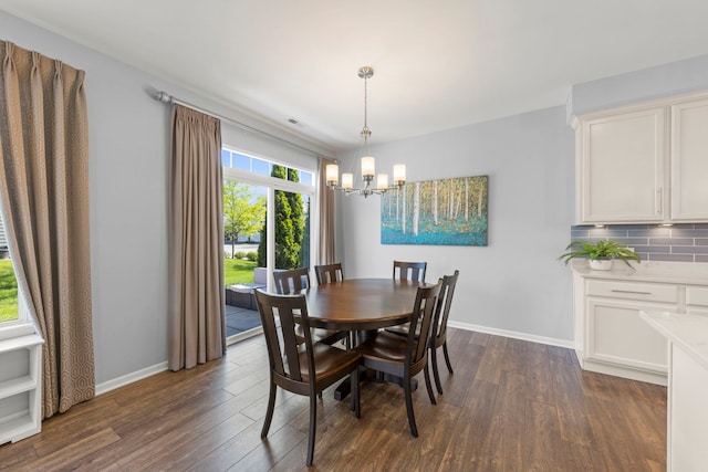 27W120 Timber Creek Dr, Winfield, IL 60190 - dining room with a chandelier, dark wood finished floors, and baseboards