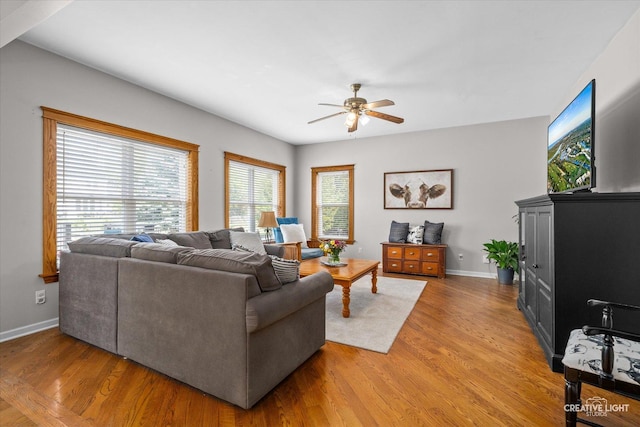 39W382 W Mallory Dr, Geneva, IL 60134 - living room featuring ceiling fan and light wood finished floors