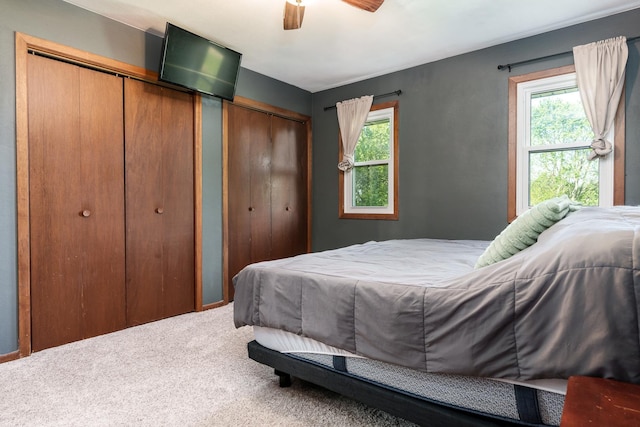 7812 Rhonda Dr, Roscoe, IL 61073 - carpeted bedroom featuring multiple closets and a ceiling fan