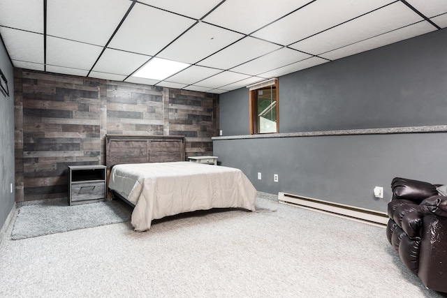 7812 Rhonda Dr, Roscoe, IL 61073 - bedroom with a baseboard radiator, carpet flooring, and a paneled ceiling