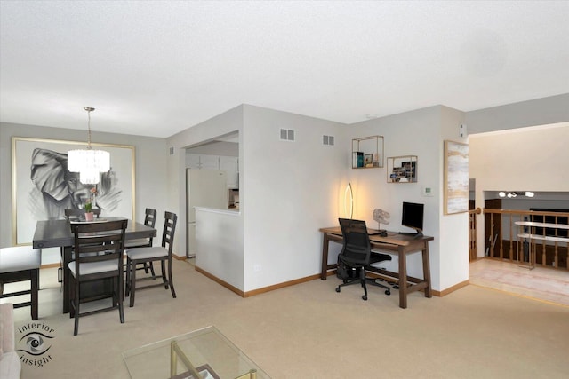17932 S Alaska Ct Unit 21, Orland Park, IL 60467 - office area featuring a chandelier, carpet flooring, and baseboards