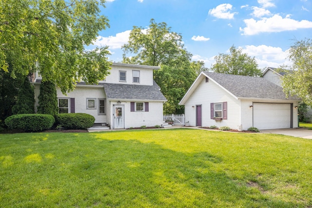 13805 Sharp Dr, Plainfield, IL 60544 - traditional-style home featuring a front yard, driveway, an attached garage, and roof with shingles