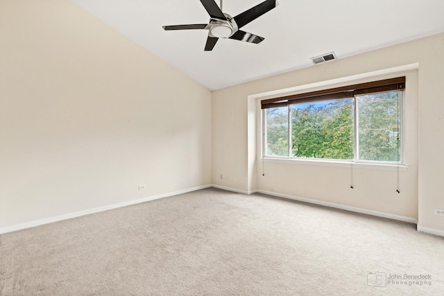 266 Sierra Pass Dr, Schaumburg, IL 60194 - unfurnished room featuring light carpet, ceiling fan, baseboards, and lofted ceiling