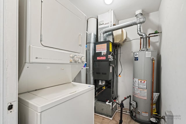 266 Sierra Pass Dr, Schaumburg, IL 60194 - washroom with stacked washing machine and dryer and water heater