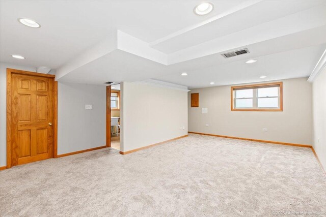 9144 S Trumbull Ave, Evergreen Park, IL 60805 - below grade area featuring baseboards, carpet floors, and recessed lighting