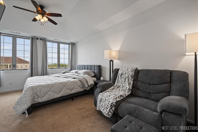 12709 Wild Rye Ct, Plainfield, IL 60585 - carpeted bedroom with lofted ceiling and ceiling fan