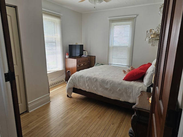 427 W Hurlbut Ave, Belvidere, IL 61008 - bedroom featuring ornamental molding, light wood-style floors, and baseboards