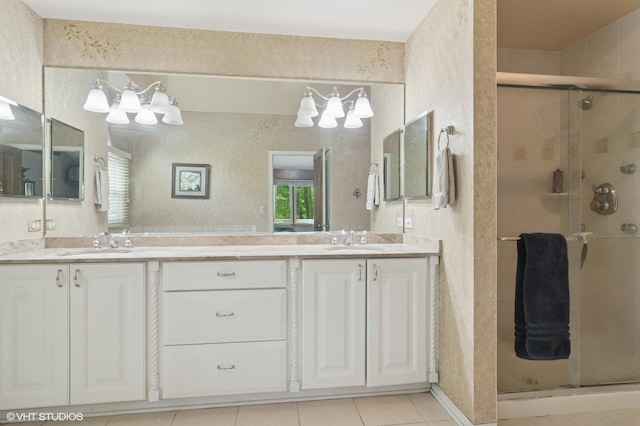 904 Warwick Ln, Lake Zurich, IL 60047 - bathroom with double vanity, a shower stall, and tile patterned floors