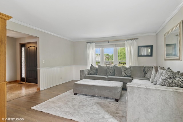 904 Warwick Ln, Lake Zurich, IL 60047 - living area with wood finished floors, ornamental molding, and a wainscoted wall