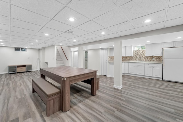 301 W Graham Ave, Lombard, IL 60148 - dining area featuring light wood-type flooring, baseboards, stairway, and recessed lighting