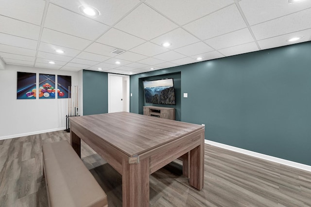301 W Graham Ave, Lombard, IL 60148 - playroom featuring wood finished floors, baseboards, a drop ceiling, and recessed lighting