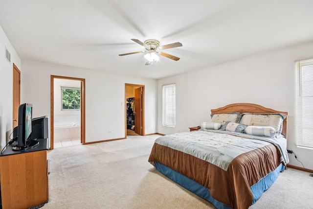 3410 Beckwith Ln, Crete, IL 60417 - bedroom featuring light colored carpet, multiple windows, a spacious closet, and connected bathroom
