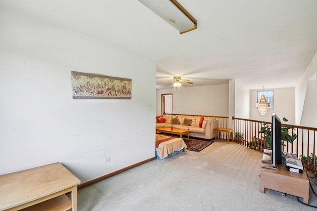 3410 Beckwith Ln, Crete, IL 60417 - living area featuring carpet and a ceiling fan