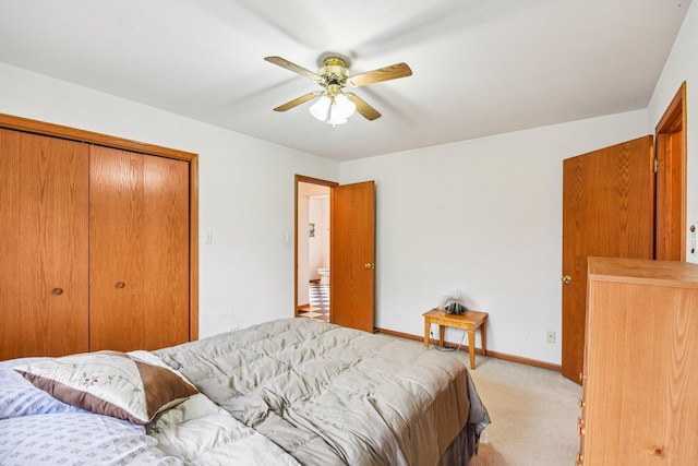 3410 Beckwith Ln, Crete, IL 60417 - bedroom featuring carpet, a closet, and a ceiling fan