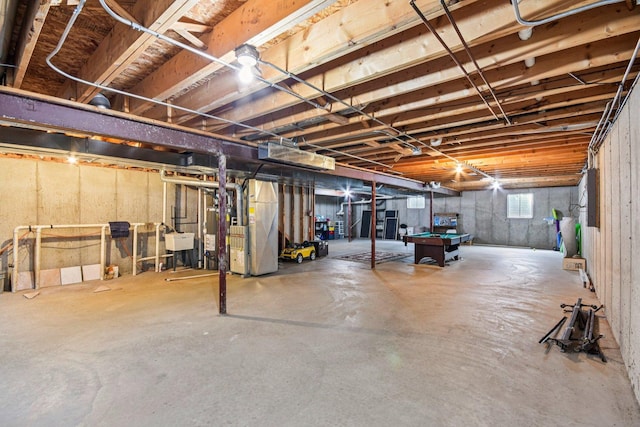 3410 Beckwith Ln, Crete, IL 60417 - basement with pool table and heating unit