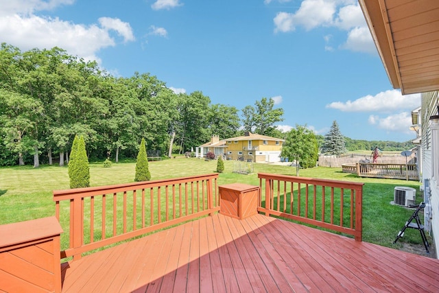 3410 Beckwith Ln, Crete, IL 60417 - wooden terrace with a lawn and view of scattered trees