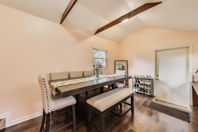 1086 E Thacker St, Des Plaines, IL 60016 - dining area featuring lofted ceiling, dark wood-type flooring, and baseboards
