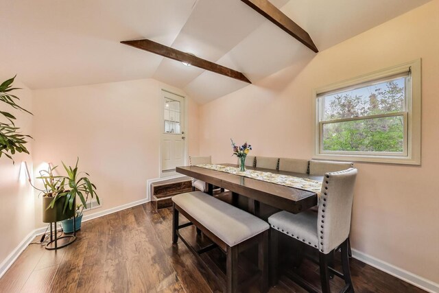 1086 E Thacker St, Des Plaines, IL 60016 - dining room featuring lofted ceiling, baseboards, and dark wood-style flooring
