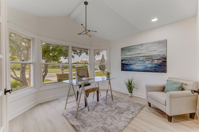 13045 Silver Fox Dr, Lemont, IL 60439 - office featuring a chandelier, wood finished floors, baseboards, and recessed lighting