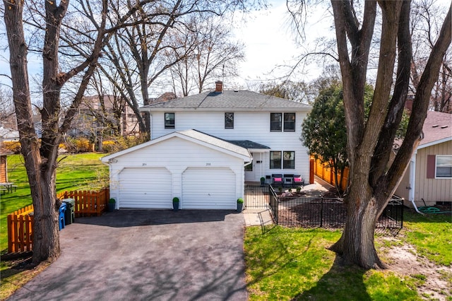 208 N Fremont St, Naperville, IL 60540 - view of front of home with driveway, a chimney, an attached garage, and roof with shingles