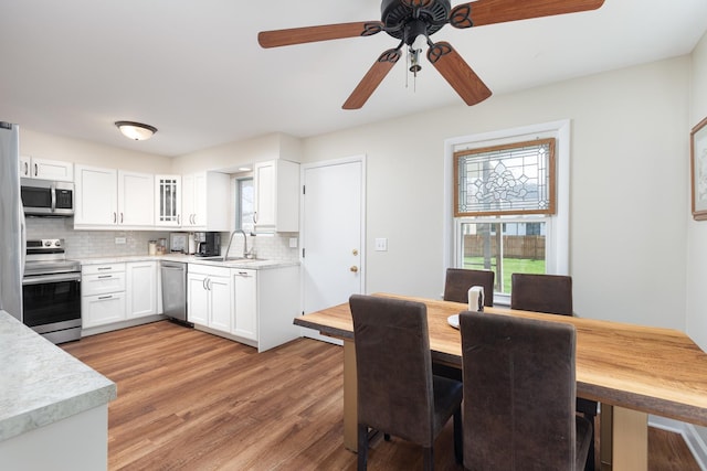 208 N Fremont St, Naperville, IL 60540 - kitchen with stainless steel appliances, a sink, light countertops, tasteful backsplash, and white cabinets