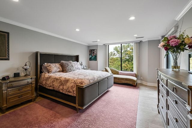 1409 Burr Oak Rd Unit 311A, Hinsdale, IL 60521 - bedroom with recessed lighting, crown molding, and light wood finished floors