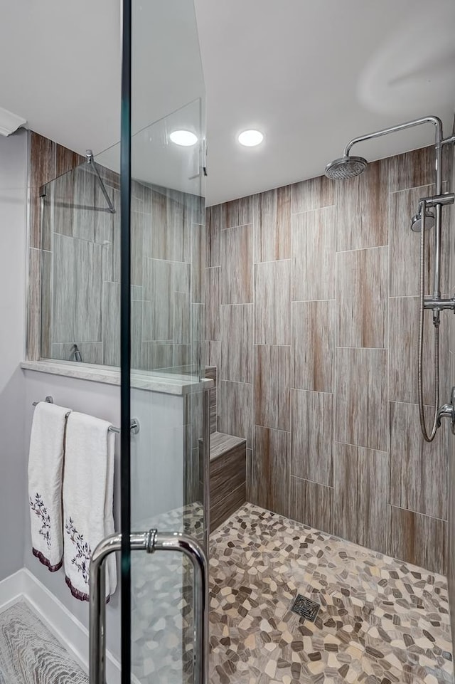 1409 Burr Oak Rd Unit 311A, Hinsdale, IL 60521 - bathroom with a stall shower and recessed lighting