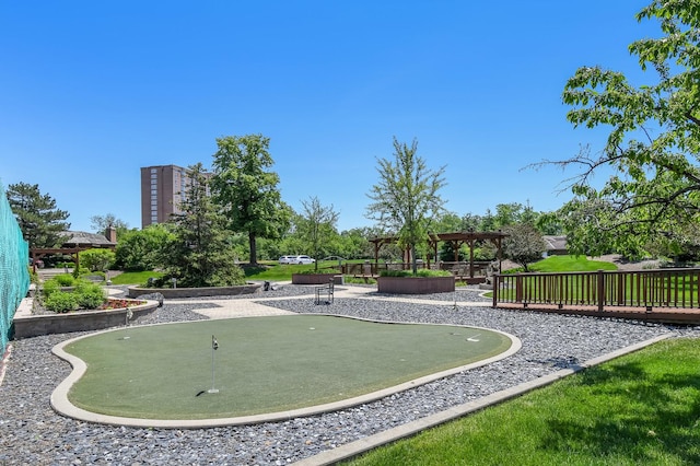 1409 Burr Oak Rd Unit 311A, Hinsdale, IL 60521 - view of community featuring an area to practice putting and a pergola
