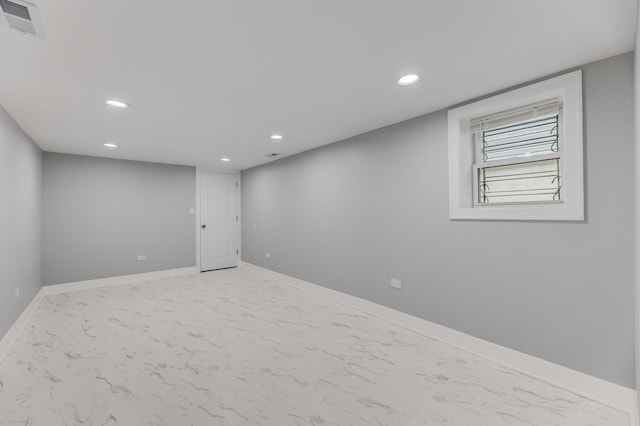 5731 S Damen Ave, Chicago, IL 60636 - unfurnished room featuring recessed lighting, baseboards, and marble finish flooring