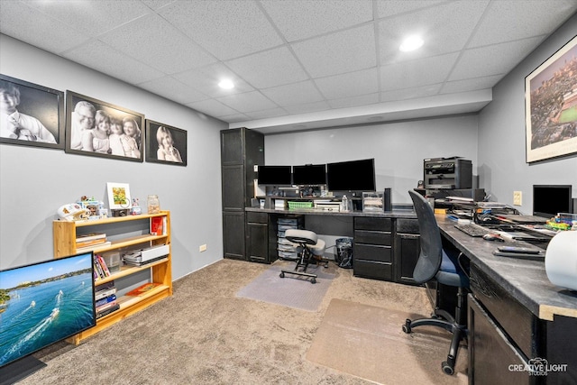 1057 Wright Ct, Plano, IL 60545 - office featuring light carpet, a drop ceiling, and recessed lighting