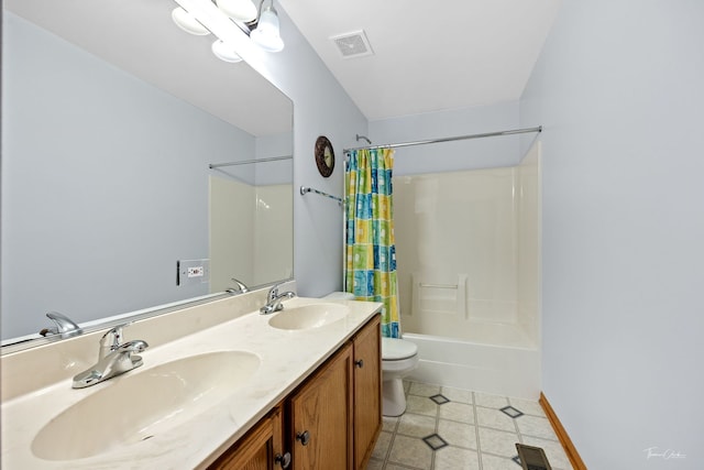 3151 Sawgrass Dr, Aurora, IL 60502 - bathroom with toilet, shower / tub combo with curtain, and double vanity