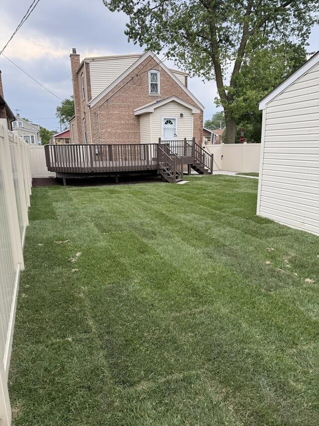 5301 S Mcvicker Ave, Chicago, IL 60638 - view of yard featuring a wooden deck
