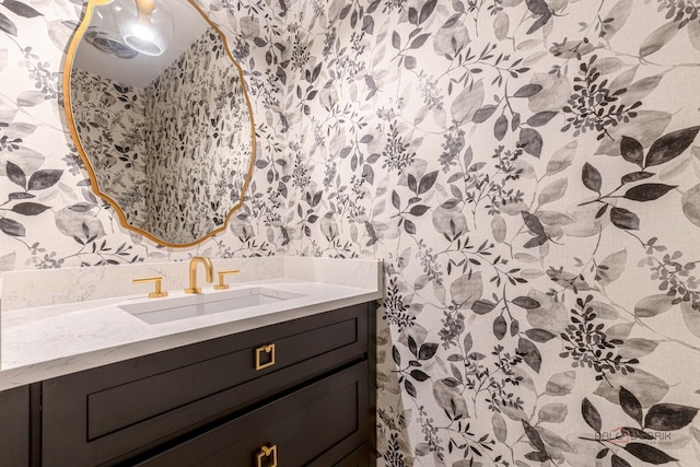 605 E Golf Rd, Libertyville, IL 60048 - bathroom with wallpapered walls and vanity