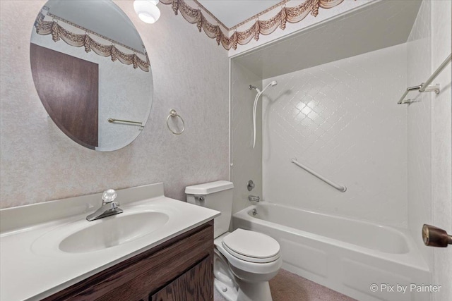 6704 Cypress Ct, Crystal Lake, IL 60012 - bathroom featuring shower / bathtub combination, toilet, and vanity
