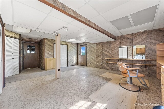 6704 Cypress Ct, Crystal Lake, IL 60012 - below grade area featuring wood walls and a paneled ceiling