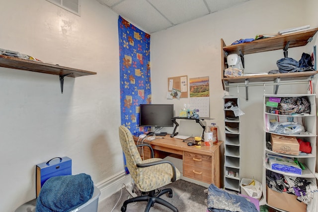 3342 S Aberdeen St, Chicago, IL 60608 - carpeted home office with a paneled ceiling and baseboards