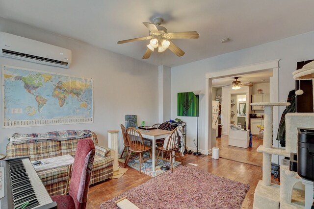 3342 S Aberdeen St, Chicago, IL 60608 - office with a wall unit AC, a ceiling fan, wood finished floors, and baseboards
