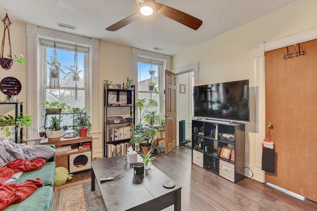 3342 S Aberdeen St, Chicago, IL 60608 - living room with ceiling fan and wood finished floors