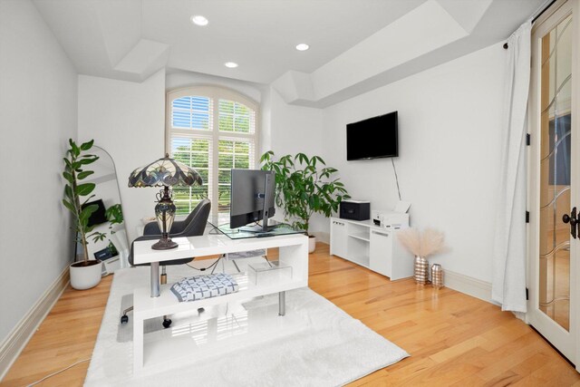24355 S Arranmore Way, Frankfort, IL 60423 - home office featuring light wood-style floors, baseboards, and recessed lighting