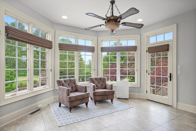 24355 S Arranmore Way, Frankfort, IL 60423 - sunroom featuring baseboards, french doors, plenty of natural light, tile patterned flooring, and recessed lighting
