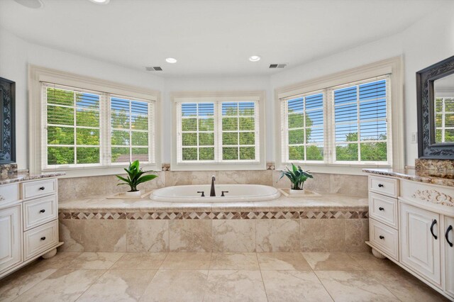 24355 S Arranmore Way, Frankfort, IL 60423 - full bath with healthy amount of natural light, a bath, vanity, and recessed lighting