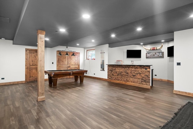 24355 S Arranmore Way, Frankfort, IL 60423 - playroom with baseboards, wood finished floors, recessed lighting, and billiards