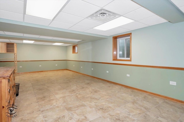 2985 Royal Ct, New Lenox, IL 60451 - below grade area with a paneled ceiling and baseboards