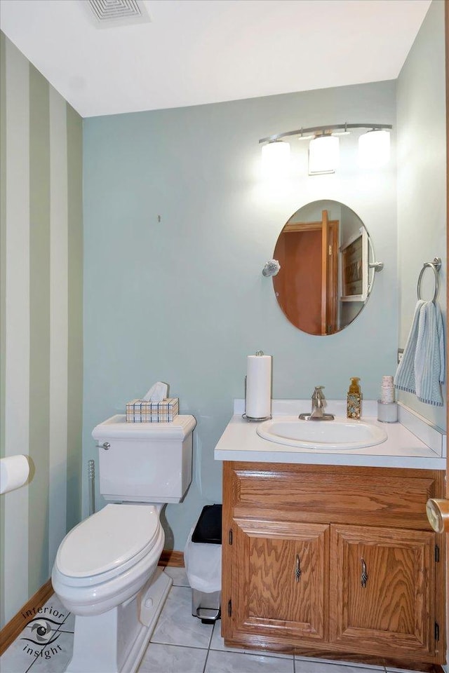 2985 Royal Ct, New Lenox, IL 60451 - half bathroom with toilet, vanity, tile patterned flooring, and baseboards