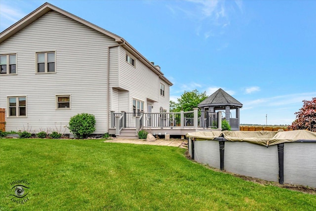 2985 Royal Ct, New Lenox, IL 60451 - back of property featuring a gazebo, a deck, and a yard